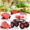 imageGoplus Rolling Garden Seat with Wheels Outdoor Gardening Scooter with 360 Swivel Seat Tool Tray ampamp Basket Adjustable Steering Handle for Lawn Gardening Stool Garden Cart for PlantingRed