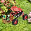imageGoplus Rolling Garden Seat with Wheels Outdoor Gardening Scooter with 360 Swivel Seat Tool Tray ampamp Basket Adjustable Steering Handle for Lawn Gardening Stool Garden Cart for PlantingRed