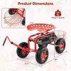 imageGoplus Rolling Garden Seat with Wheels Outdoor Gardening Scooter with 360 Swivel Seat Tool Tray ampamp Basket Adjustable Steering Handle for Lawn Gardening Stool Garden Cart for PlantingRed