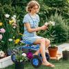 imageGoplus Rolling Garden Seat with Wheels Outdoor Gardening Scooter with 360 Swivel Seat Tool Tray ampamp Basket Adjustable Steering Handle for Lawn Gardening Stool Garden Cart for PlantingBlue
