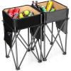 imageGoplus 2 PCS Folding Camping Tables Portable Picnic Tables with Large Capacity Storage Sink Side Pockets AntiSkid Feet Lightweight Tables for Hiking Fishing BBQ Beach BlackGreyBlackgrey