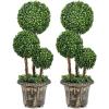 imageGoplus 3 Ft Artificial Boxwood Topiary Tree Fake Greenery Plants Triple Ball Tree Leaves ampamp CementFilled Plastic Flower Pot Decorative Trees for Home Office Indoor and Outdoor Use2