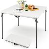imageGoplus 34quot Square Folding Card Table Foldable Plastic Folding Tables Portable Fold Up Table wHandle White Indoor Outdoor Utility BiFolding Commercial Table for Picnic Party Dining Camping BBQWhite
