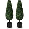 imageGoplus 3ft Artificial Boxwood Tower Topiary Trees 2 Pack Faux Decorative Plants in CementFilled Plastic Pot Fake Greenery Plants for Indoor Outdoor Home Office Garden Porch Decor
