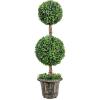 imageGoplus 4 Ft Artificial Boxwood Topiary Fake Greenery Plants Ball Leaves ampamp CementFilled Plastic Flower Pot Decorative Trees for Home Office Indoor Outdoor1