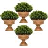 imageGoplus 4 Pack Artificial Boxwood Topiary Trees Mini Fake Greenery Plants Small Faux Decorative Plants Tabletop Potted Artificial Plants for Home Office Desk Dining Table GreenPine Cone ShapeGreenpine Cone Shape