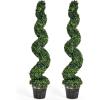 imageGoplus 4FT Artificial Spiral Boxwood Topiary Tree 2 Pack Greenery Large Faux Plant in CementFilled Plastic Pot Tall Fake Plant for Indoor Outdoor Home Front Porch DecorNormal