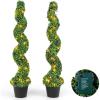 imageGoplus 4FT Artificial Spiral Boxwood Topiary Tree 2 Pack Greenery Large Faux Plant in CementFilled Plastic Pot Tall Fake Plant for Indoor Outdoor Home Front Porch DecorLighted