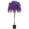 imageGoplus 53 Bougainvillea Artificial Tree Faux Silk Flower Tree in Pot w 576 Flowers 288 Leaves Tall Fake Floor Plant Artificial Plants for Indoor Outdoor Bedroom Living Room DecorPurple