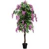 imageGoplus 6FT Ficus Artificial Tree Fake Wisteria Tree in Nursery Pot Greenery Faux Floor Plant Tall Artificial Plants for Indoor Outdoor Bedroom Living Room DecorRosy