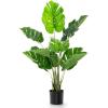 imageGoplus Artificial Monstera Deliciosa Plant 4ft Tall Fake Tropical Palm Tree w10 Pcs Different Turtle Leaves CementFilled Plastic Pot Faux Swiss Cheese Plant for Floor Home Office Decor 2 Pack4ft