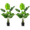 imageGoplus Artificial Monstera Deliciosa Plant 4ft Tall Fake Tropical Palm Tree w10 Pcs Different Turtle Leaves CementFilled Plastic Pot Faux Swiss Cheese Plant for Floor Home Office Decor 2 Pack4ft2