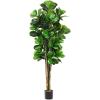 imageGoplus Fake Fiddle Leaf Fig Tree 4FT Tall Artificial Tree Greenery Plants in Pots Decorative Faux Trees for Indoor Home OfficeGreen