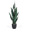 imageGoplus Fake Snake Plant 2 Pack 36quot Tall Artificial Potted Floor Plant Large Faux Sansevieria Plant with 6 Pot and 20pcs Leaves for Living Room House Modern Office Indoor DecorGreen