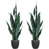 imageGoplus Fake Snake Plant 2 Pack 36quot Tall Artificial Potted Floor Plant Large Faux Sansevieria Plant with 6 Pot and 20pcs Leaves for Living Room House Modern Office Indoor DecorGreen  2 Pack