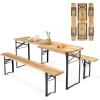 imageGoplus Foldable Picnic Table with Benches 3Piece 70 Portable Beer Garden Table with Sturdy Steel Frame Folding Wooden Picnic Tables for Outdoors Patio Backyard