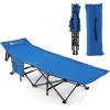 imageGoplus Folding Camping Cot 275quot Sleeping Cot for Adults with Carry Bag 600LBS Weight Capacity Slanted Head Side Pocket Heavy Duty Portable Camping Bed for Kids Beach Office Snap BlueBlue