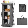 imageGoplus Folding Camping Storage Cabinet Pop Up Outdoor Camping Kitchen Station with Large 3Tier Storage Organizer Carry Bag Easy Set Up Portable Compact Camping Table for BBQ Picnic Backyard 5547