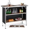 imageGoplus Folding Camping Table Aluminum Portable PopUp Bar Table with 2Tier Storage Shelves Removable Cloth Cover Foldable Camp Table for Picnic Tailgate Party Travel OutdoorGrey