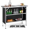 imageGoplus Folding Camping Table Aluminum Portable PopUp Bar Table with 2Tier Storage Shelves Removable Cloth Cover Foldable Camp Table for Picnic Tailgate Party Travel OutdoorBlack