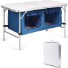 imageGoplus Folding Camping Table with Storage Aluminum Outdoor Camp Table with 2Level Adjustable Height Lightweight Portable Foldable Picnic Table for Tailgating Beach BBQ Party RVBlue