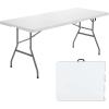 imageGoplus Folding Tables 6ft Foldable Plastic Card Table Portable Heavy Duty Fold Up Table wHandle White Outdoor Utility Folding Table for Picnic Party Dining Camping Beach BBQ No AssemblyWhite