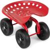 imageGoplus Garden Cart with Wheels Utility Stool Cart wAdjustable 360 Degree Swivel Seat Outdoor Lawn Yard Rolling Work Seat Garden Scooter for Planting GreenRed