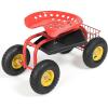 imageGoplus Garden Seat with Wheels Rolling Garden Cart with Adjustable 360 Swivel Seat Tool Tray Basket for Lawn Yard Patio Heavy Duty Gardening Stool Outdoor Wagon Scooter for SeniorsRed