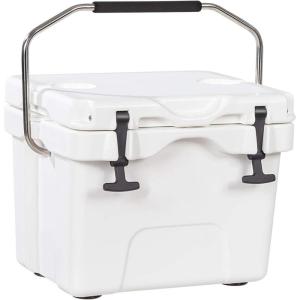 imageGoplus 16 Quart Cooler 24Can Capacity Ice Chest with 2 Cup Holders 35 Days Ice Retention Portable Insulated Ice Box for Camping Fishing Outdoor ActivitiesWhite