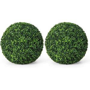 imageGoplus 2 PCS 157 Inch Artificial Plant Topiary Ball Round Faux Boxwood Balls Outdoor Garden Spheres Decorative for Front Door Porch Backyard Balcony Patio Wedding and Home Dcor19 Inch