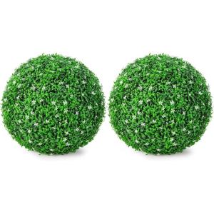 imageGoplus 2 PCS 157 Inch Artificial Plant Topiary Ball Round Faux Boxwood Balls Outdoor Garden Spheres Decorative for Front Door Porch Backyard Balcony Patio Wedding and Home Dcor195 Inch