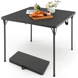 imageGoplus 34quot Square Folding Card Table Foldable Plastic Folding Tables Portable Fold Up Table wHandle White Indoor Outdoor Utility BiFolding Commercial Table for Picnic Party Dining Camping BBQGrey