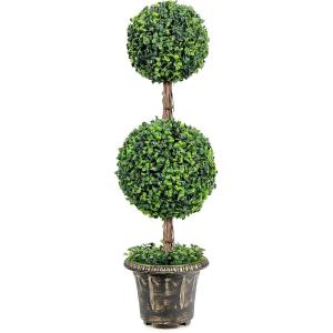 imageGoplus 4 Ft Artificial Boxwood Topiary Fake Greenery Plants Ball Leaves ampamp CementFilled Plastic Flower Pot Decorative Trees for Home Office Indoor Outdoor1