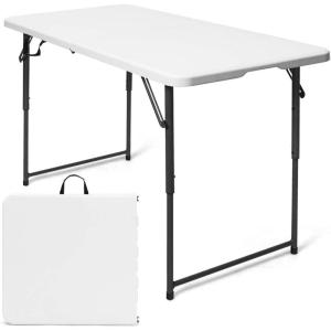 imageGoplus 4 ft Folding Table 48 x 24 Inch Height Adjustable Foldable Utility Table Portable Indoor Outdoor Picnic Party Dining Camping Table