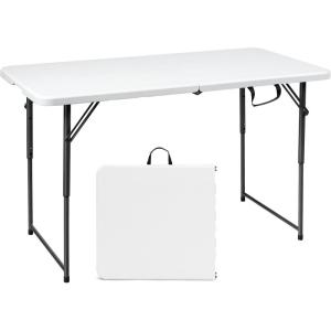 imageGoplus 4ft Folding Table 48 x 24 Inch Indoor Outdoor Foldable Plastic Folding Tables Height Adjustable Portable Rectangular Utility Card Table wHandle for Picnic Party Dining Camping White