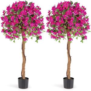 imageGoplus 53 Bougainvillea Artificial Tree Faux Silk Flower Tree in Pot w 576 Flowers 288 Leaves Tall Fake Floor Plant Artificial Plants for Indoor Outdoor Bedroom Living Room DecorRed