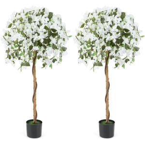 imageGoplus 53 Bougainvillea Artificial Tree Faux Silk Flower Tree in Pot w 576 Flowers 288 Leaves Tall Fake Floor Plant Artificial Plants for Indoor Outdoor Bedroom Living Room DecorWhite