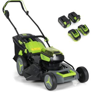 imageGoplus Cordless Lawn Mower 18 Inch Electric Push Mower w 6 Adjustable Cutting Height Brushless Motor Two 40Ah Lithium Battery Packs ampamp Chargers Included 40V2 x 20V