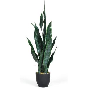 imageGoplus Fake Snake Plant 2 Pack 36quot Tall Artificial Potted Floor Plant Large Faux Sansevieria Plant with 6 Pot and 20pcs Leaves for Living Room House Modern Office Indoor DecorGreen