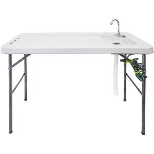 imageGoplus Folding Fish Cleaning Table with Sink and Spray Nozzle Heavy Duty Fillet Table with Hose Hook Up and Faucet Portable Outdoor Camping Sink Station for Dock Beach Patio Picnic