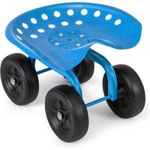 imageGoplus Garden Cart with Wheels Utility Stool Cart wAdjustable 360 Degree Swivel Seat Outdoor Lawn Yard Rolling Work Seat Garden Scooter for Planting GreenBlue