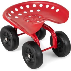 imageGoplus Garden Cart with Wheels Utility Stool Cart wAdjustable 360 Degree Swivel Seat Outdoor Lawn Yard Rolling Work Seat Garden Scooter for Planting GreenRed