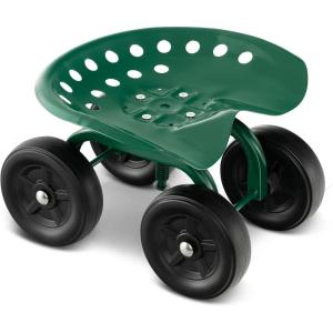 imageGoplus Garden Cart with Wheels Utility Stool Cart wAdjustable 360 Degree Swivel Seat Outdoor Lawn Yard Rolling Work Seat Garden Scooter for Planting GreenGreen