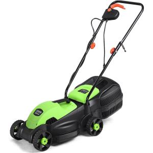 imageGoplus Lawn Mower 13 Inch 2in1 Electric Lawn Mower with Grass Collection Bag Folding Handle Adjustable Cutting Height Corded Push Lawn Mowers for Garden Yard 12 Amp GreenGreen
