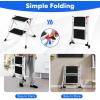 imageGoplus 2 Step Ladder Lightweight Folding Step Stool with AntiSlip Pedals NonSlip Foot Covers Heavy Duty Metal Stepladder for Household Kitchen 330 LBS Weight Capacity White ampamp Black