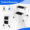 imageGoplus 2 Step Ladder Lightweight Folding Step Stool with AntiSlip Pedals NonSlip Foot Covers Heavy Duty Metal Stepladder for Household Kitchen 330 LBS Weight Capacity White ampamp Black