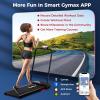 imageGoplus 2 in 1 Folding Treadmill 25HP 340 LBS Capacity Walking Pad with Handle Bar Under Desk Treadmill with Remote Control LED Display and APP Foldable Portable Treadmills for Home Small Office