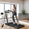 imageGoplus 2 in 1 Folding Treadmill 475HP Superfit Under Desk Electric Treadmill with APP Control LED Touch Screen Blue Tooth Speaker Remote Control Walking Jogging for Home OfficeBlack