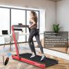 imageGoplus 2 in 1 Folding Treadmill 475HP Superfit Under Desk Electric Treadmill with APP Control LED Touch Screen Blue Tooth Speaker Remote Control Walking Jogging for Home OfficeRed