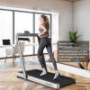 imageGoplus 2 in 1 Folding Treadmill 475HP Superfit Under Desk Electric Treadmill with APP Control LED Touch Screen Blue Tooth Speaker Remote Control Walking Jogging for Home OfficeSilver